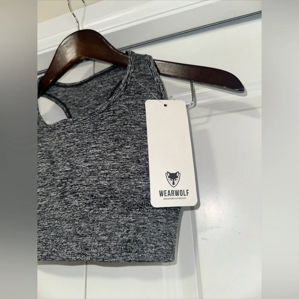 Wearwolf Stretch Racerback Lightweight Sports Bra Grey S NWT